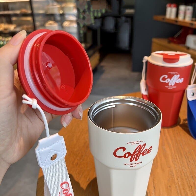 Copo Térmico Inox com Tampa BPA Free e Alça Portátil