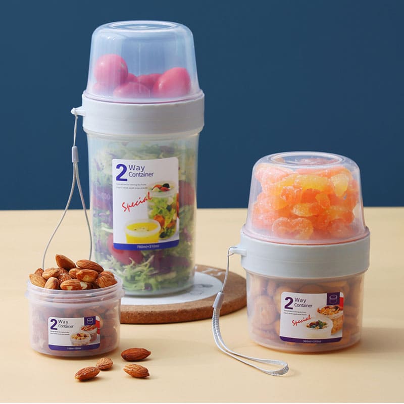 Copo para Cereais Salada e Frutas Portátil com Divisórias