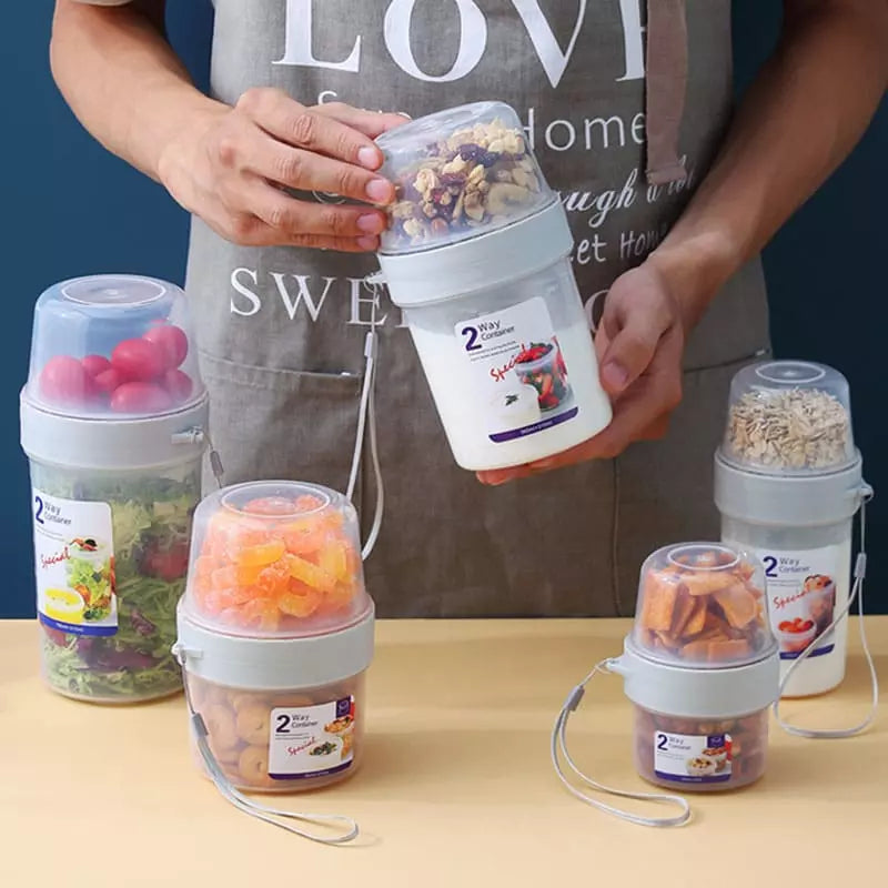 Copo para Cereais Salada e Frutas Portátil com Divisórias