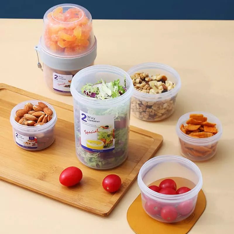 Copo para Cereais Salada e Frutas Portátil com Divisórias