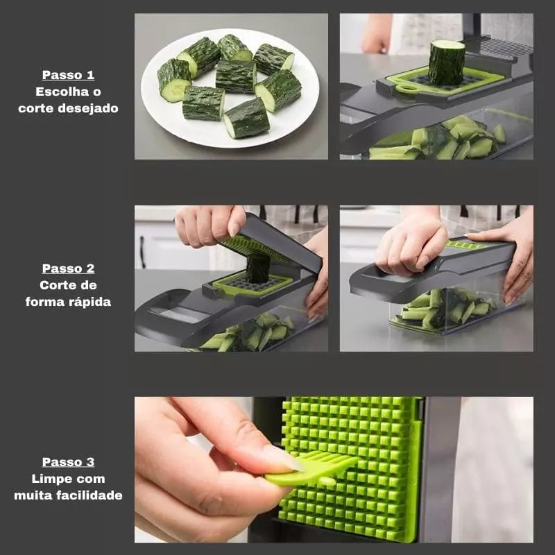 Cortador e Ralador Multiuso Compacto com Recipiente