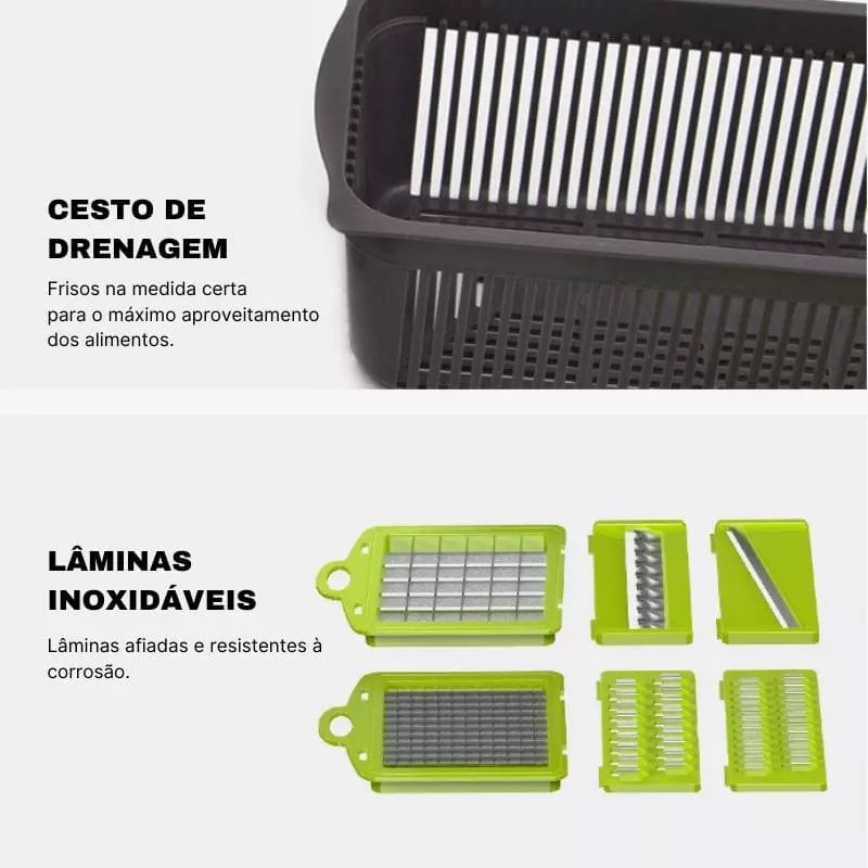 Cortador e Ralador Multiuso Compacto com Recipiente