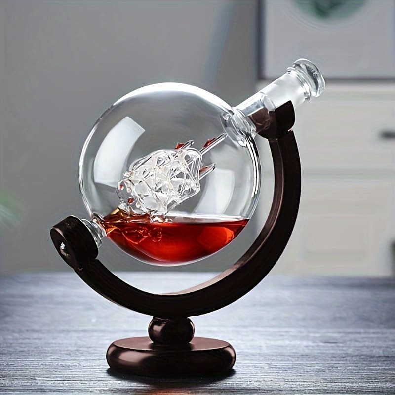 Decanter de Whisky em Vidro Globo com Navio