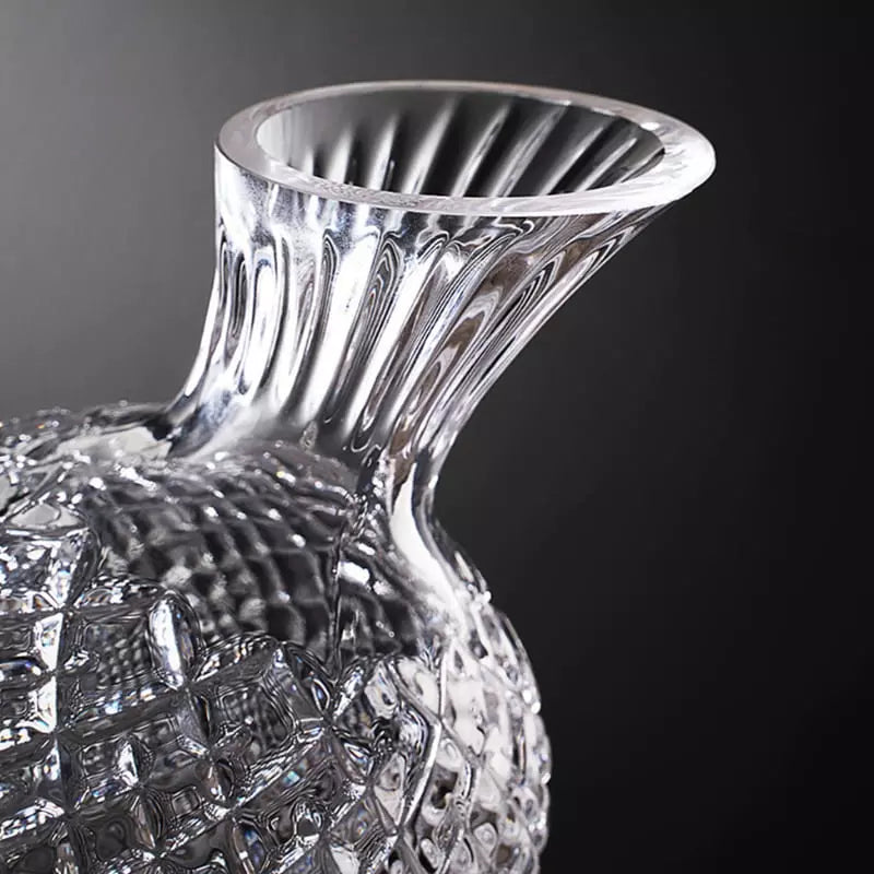 Decanter De Vinho Em Vidro Cristal Rotativo Com Eixo Inox