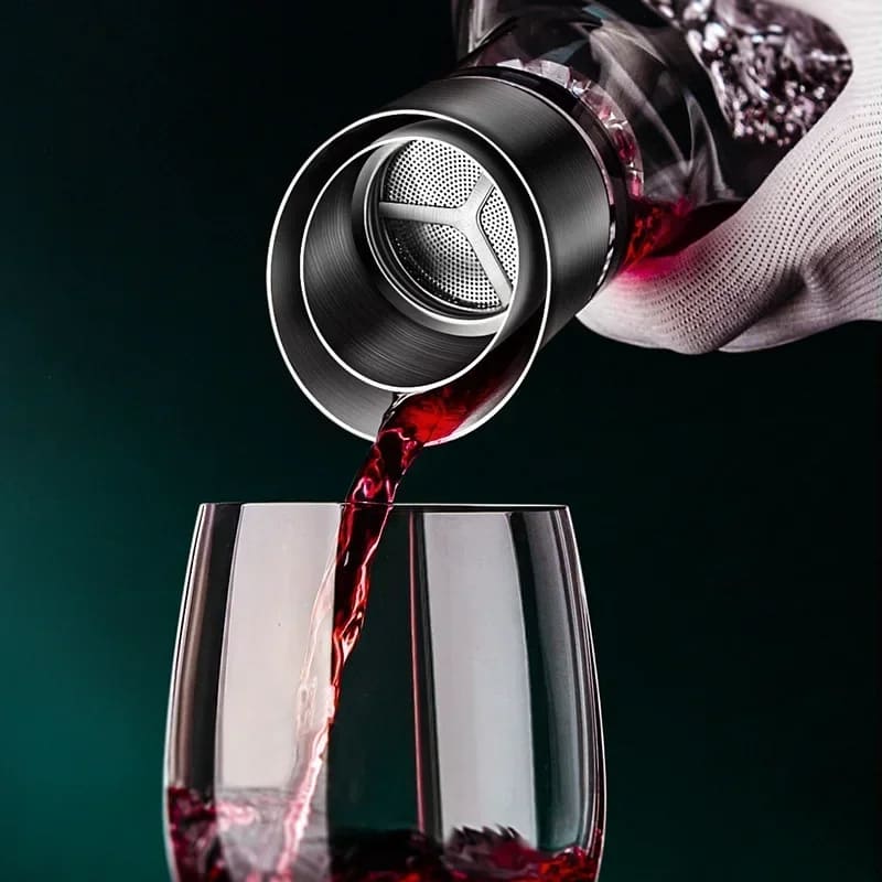 Decanter de Vinho em Vidro Iceberg com Aerador Inox