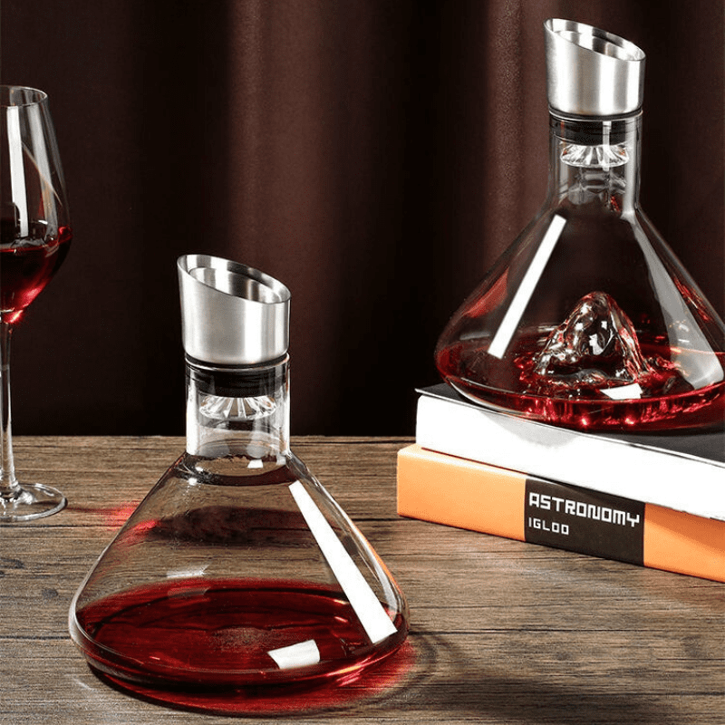 Decanter de Vinho em Vidro Iceberg com Aerador Inox