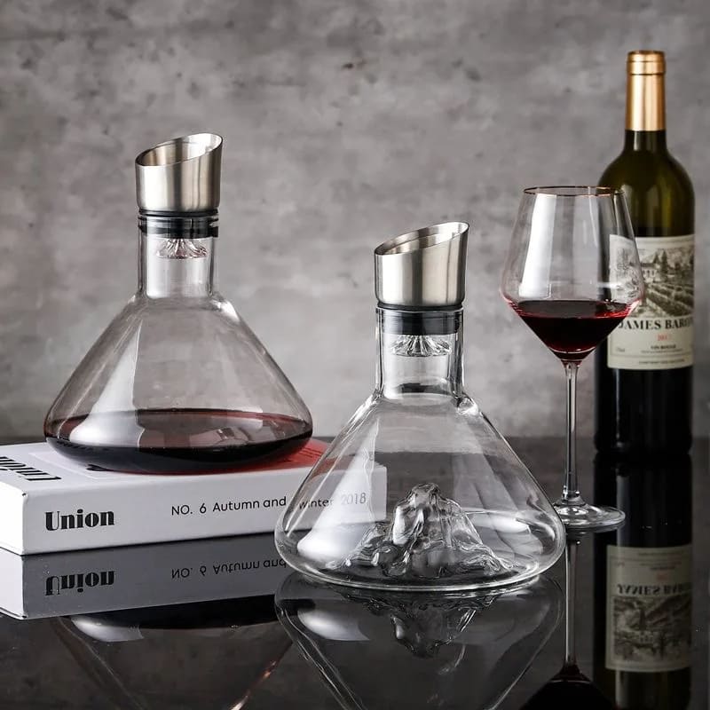 Decanter de Vinho em Vidro Iceberg com Aerador Inox