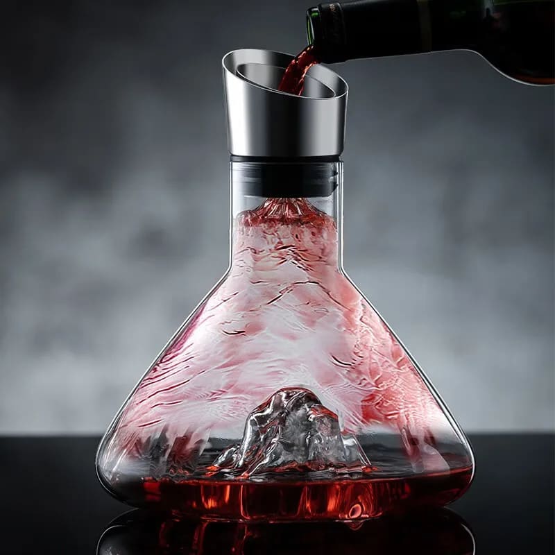 Decanter de Vinho em Vidro Iceberg com Aerador Inox