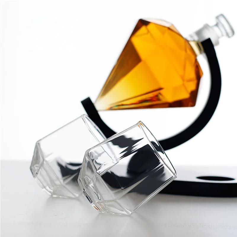 Decanter de Vidro Formato Diamante para Vinho e Whisky