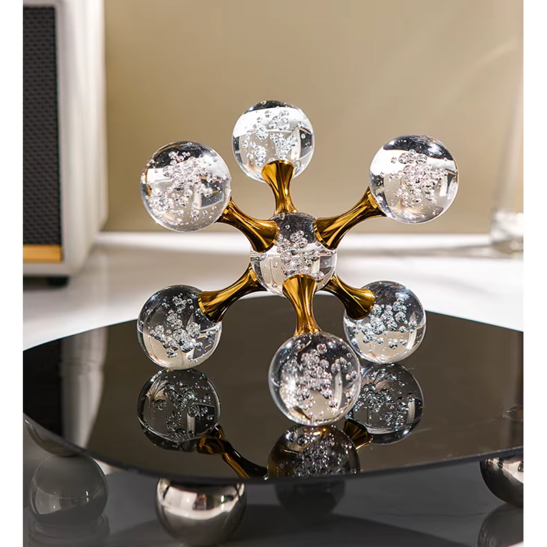 Decoração de Mesa em Cristal com Iluminação Sofisticada