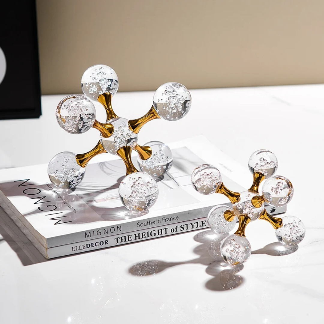 Decoração de Mesa em Cristal com Iluminação Sofisticada