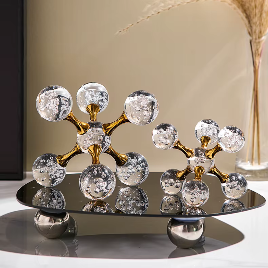 Decoração de Mesa em Cristal com Iluminação Sofisticada
