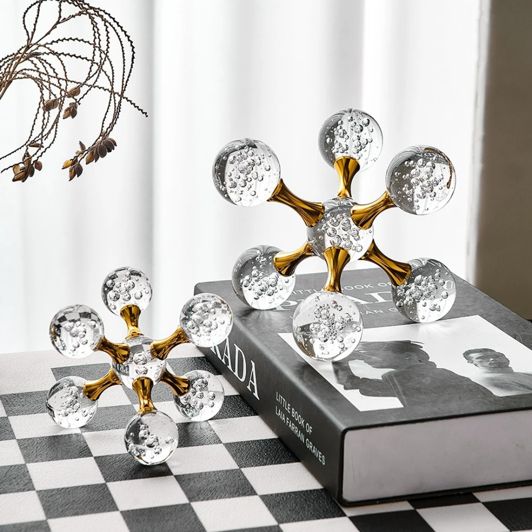 Decoração de Mesa em Cristal com Iluminação Sofisticada