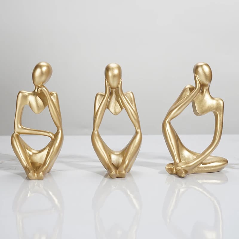 Escultura de Resina Abstrata Minimalista para Mesa Compacta