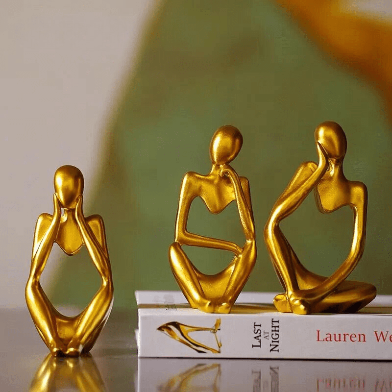 Escultura de Resina Abstrata Minimalista para Mesa Compacta