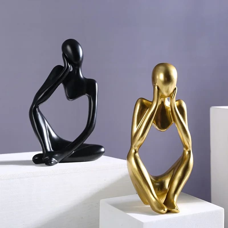 Escultura de Resina Abstrata Minimalista para Mesa Compacta