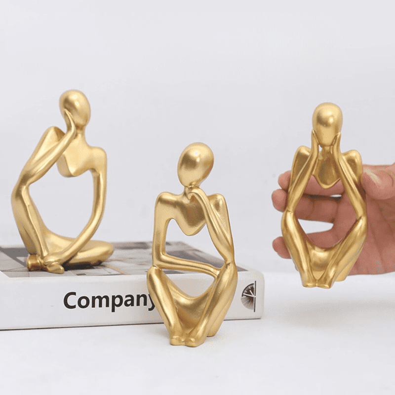 Escultura de Resina Abstrata Minimalista para Mesa Compacta