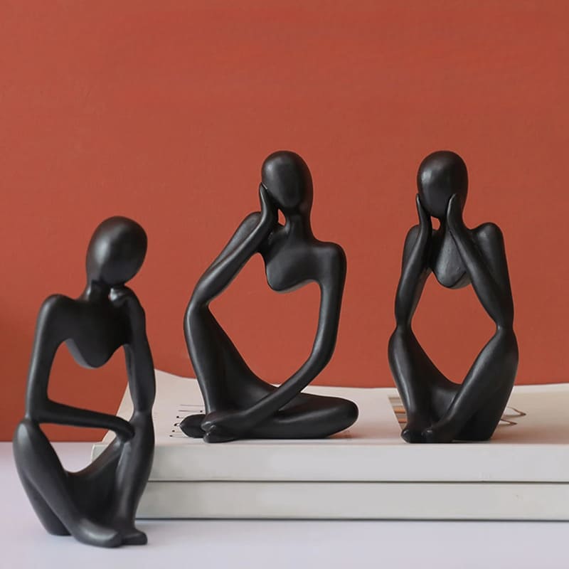 Escultura de Resina Abstrata Minimalista para Mesa Compacta