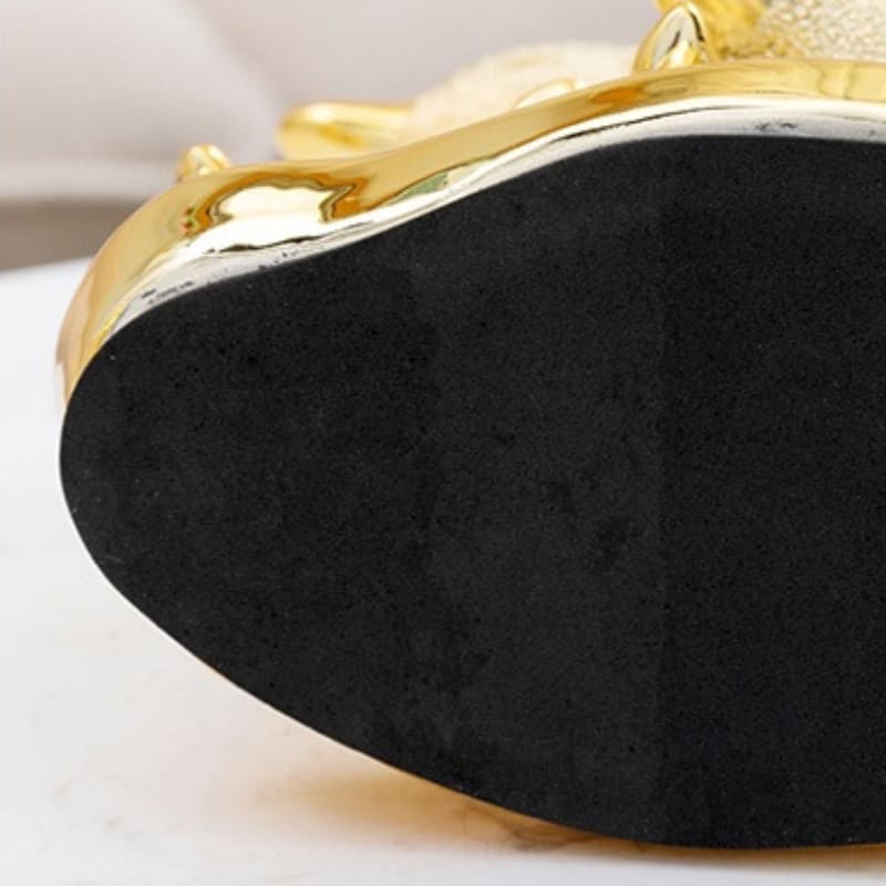 Estátua de Golfinhos em Cerâmica Dourada Brilhante para Mesa