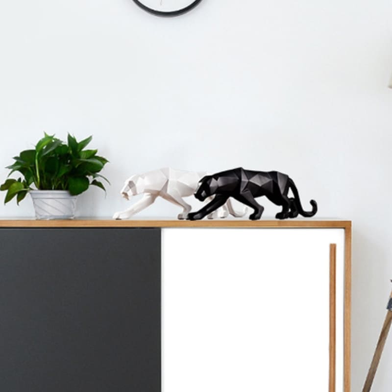 Estátua De Leopardo Em Resina Elegante Para Mesa