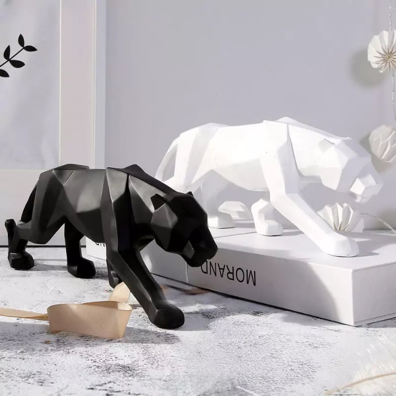 Estátua De Leopardo Em Resina Elegante Para Mesa