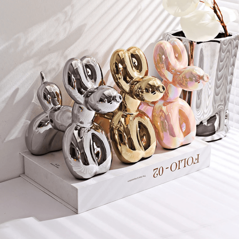 Estátua Decorativa de Cerâmica Cachorro Balão