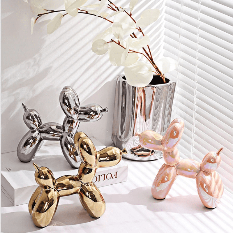 Estátua Decorativa de Cerâmica Cachorro Balão