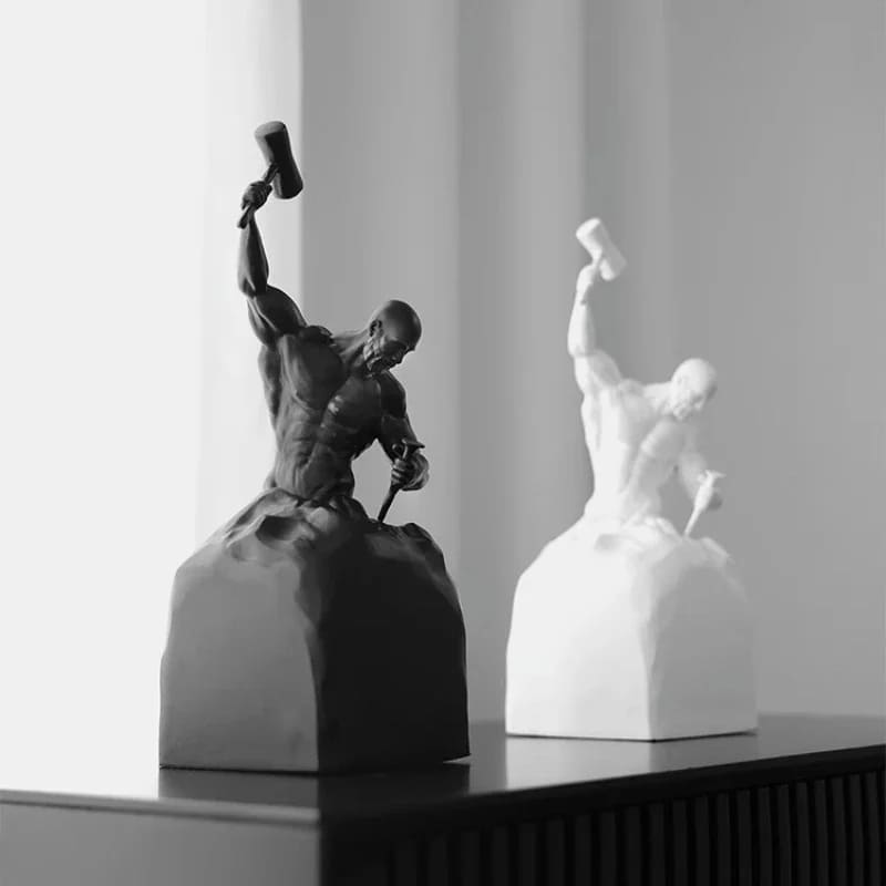 Escultura Em Resina Homem Esculpindo Minimalista Para Sala