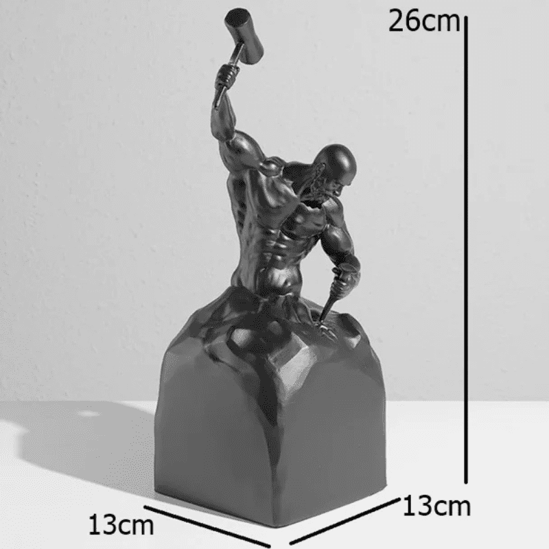 Escultura Em Resina Homem Esculpindo Minimalista Para Sala