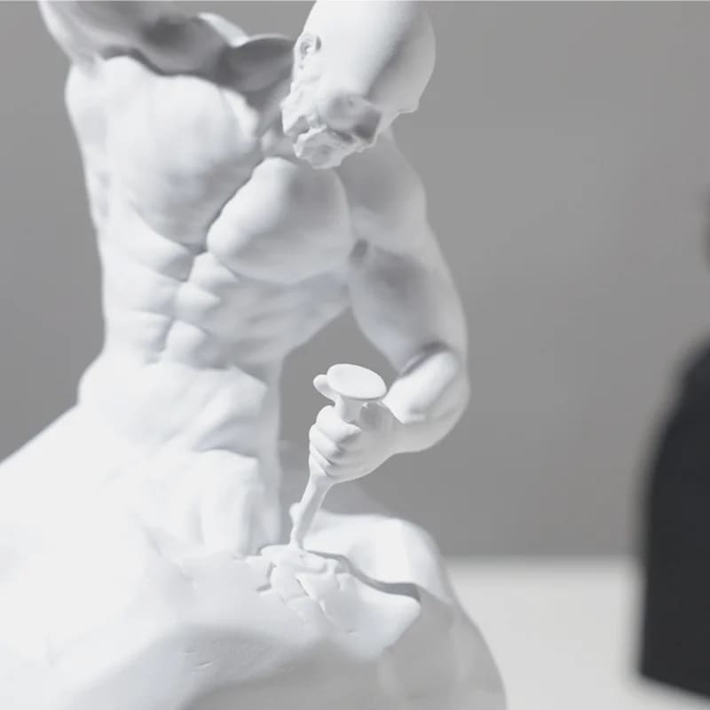 Escultura Em Resina Homem Esculpindo Minimalista Para Sala