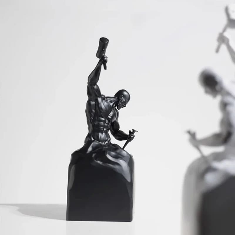 Escultura Em Resina Homem Esculpindo Minimalista Para Sala
