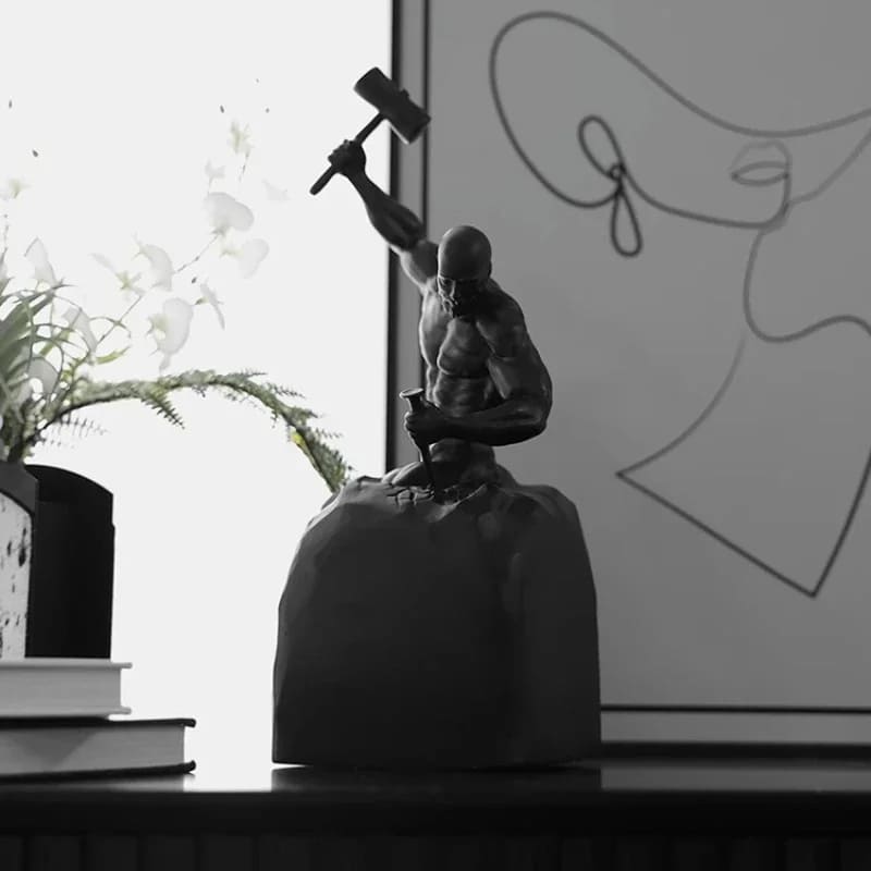 Escultura Em Resina Homem Esculpindo Minimalista Para Sala