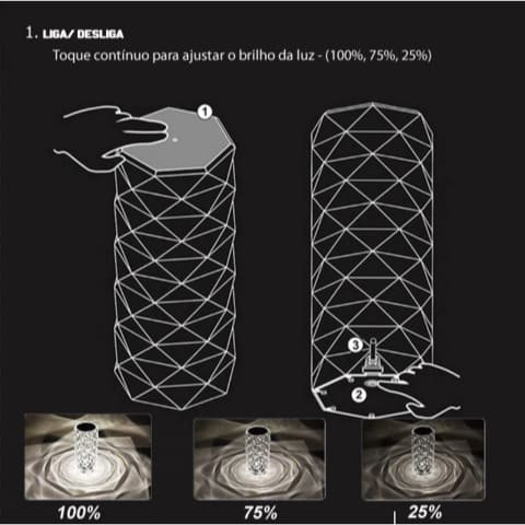 Luminária de Mesa LED Sem Fio com 16 Cores e Bateria