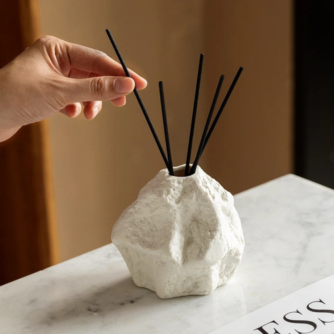 Difusor de Cerâmica com Design Orgânico Efeito Pedra