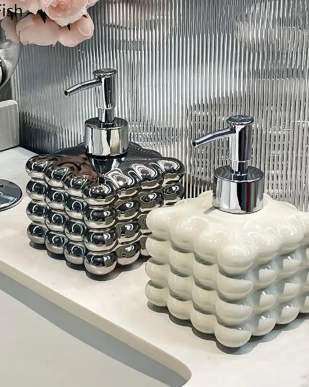 Dispensador de Sabão em Cerâmica Sofisticado para Lavabo