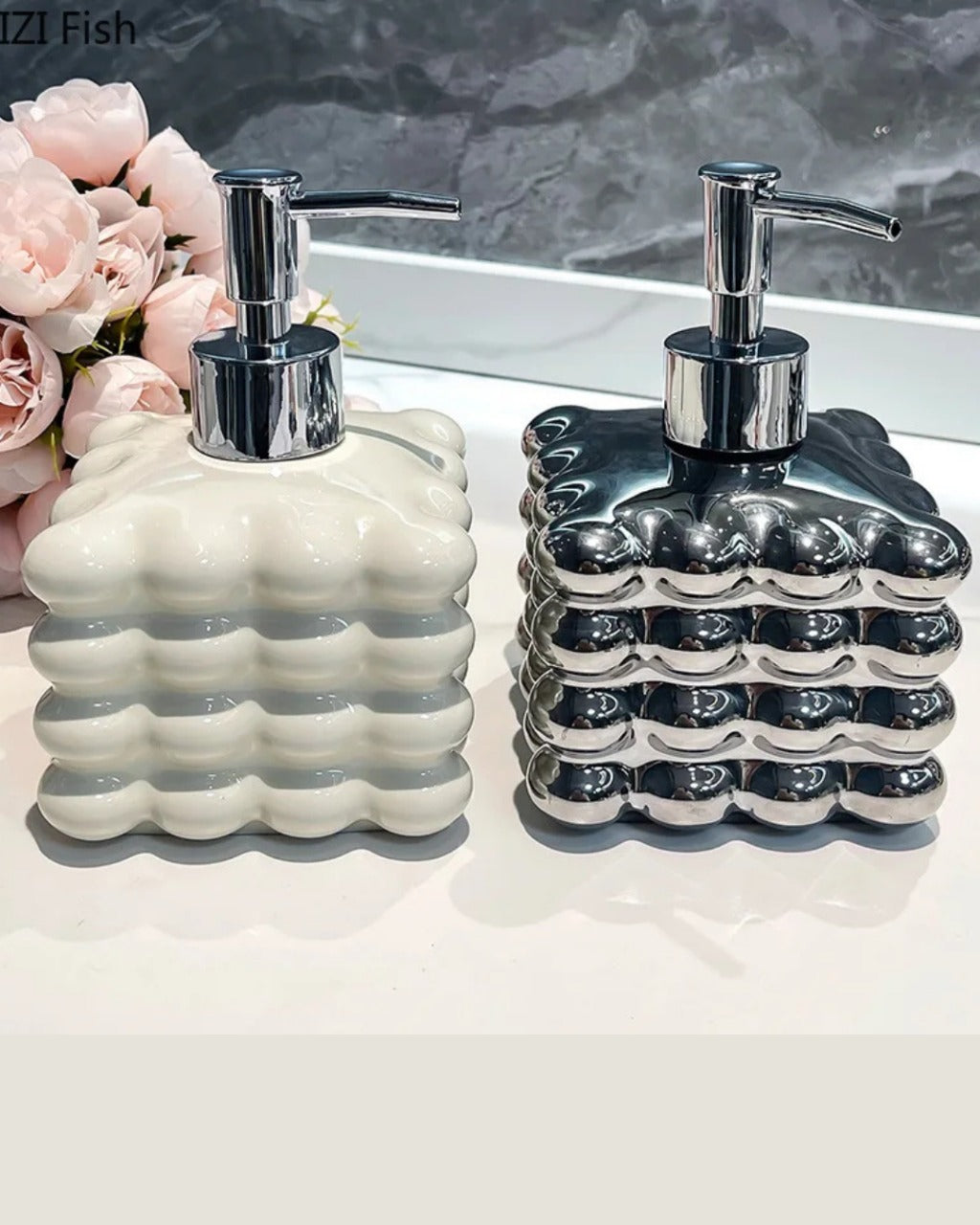 Dispensador de Sabão em Cerâmica Sofisticado para Lavabo