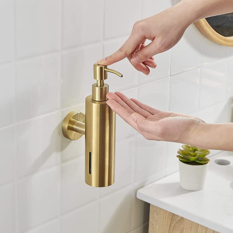 Dispenser de Sabonete Aço Inox Dourado 250ml