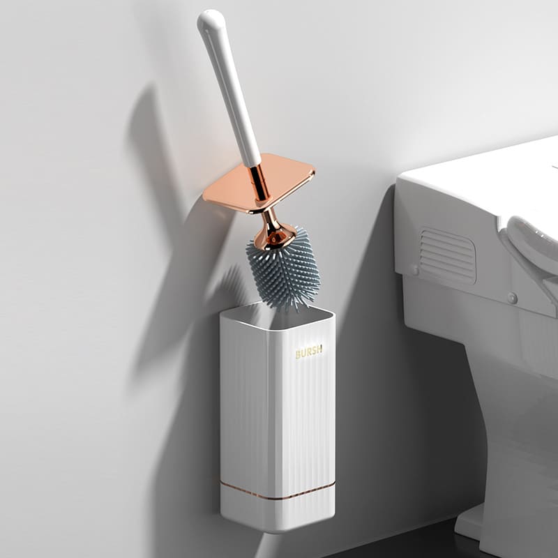 Escova Sanitária em Silicone com Suporte Elegante Compacta