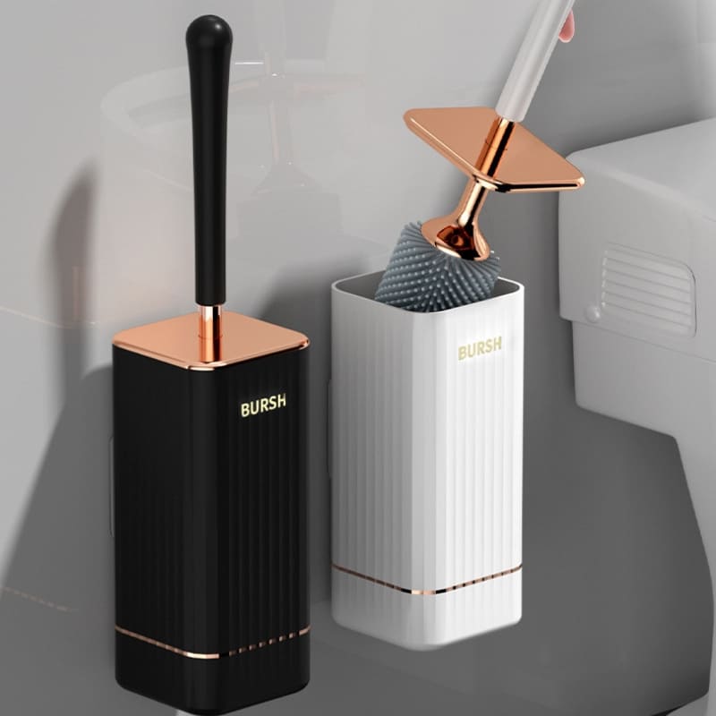 Escova Sanitária em Silicone com Suporte Elegante Compacta