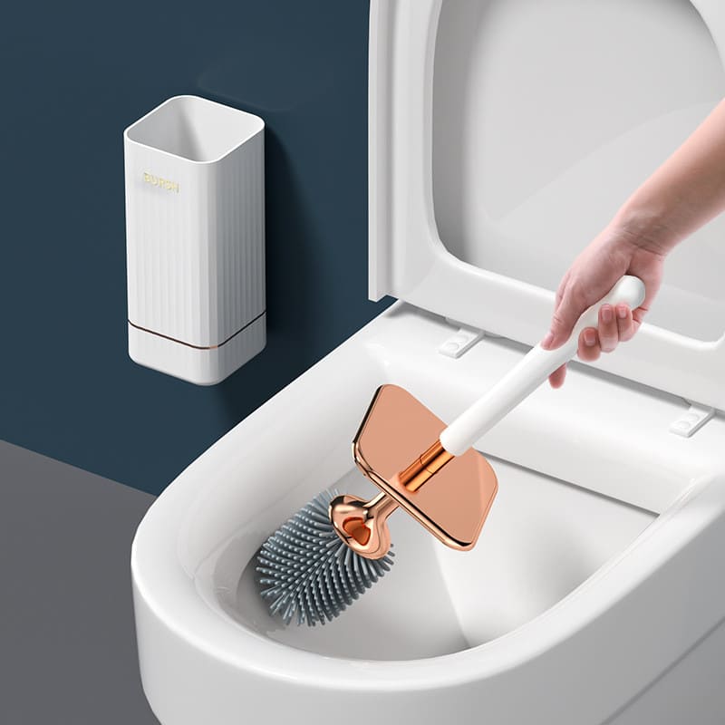 Escova Sanitária em Silicone com Suporte Elegante Compacta