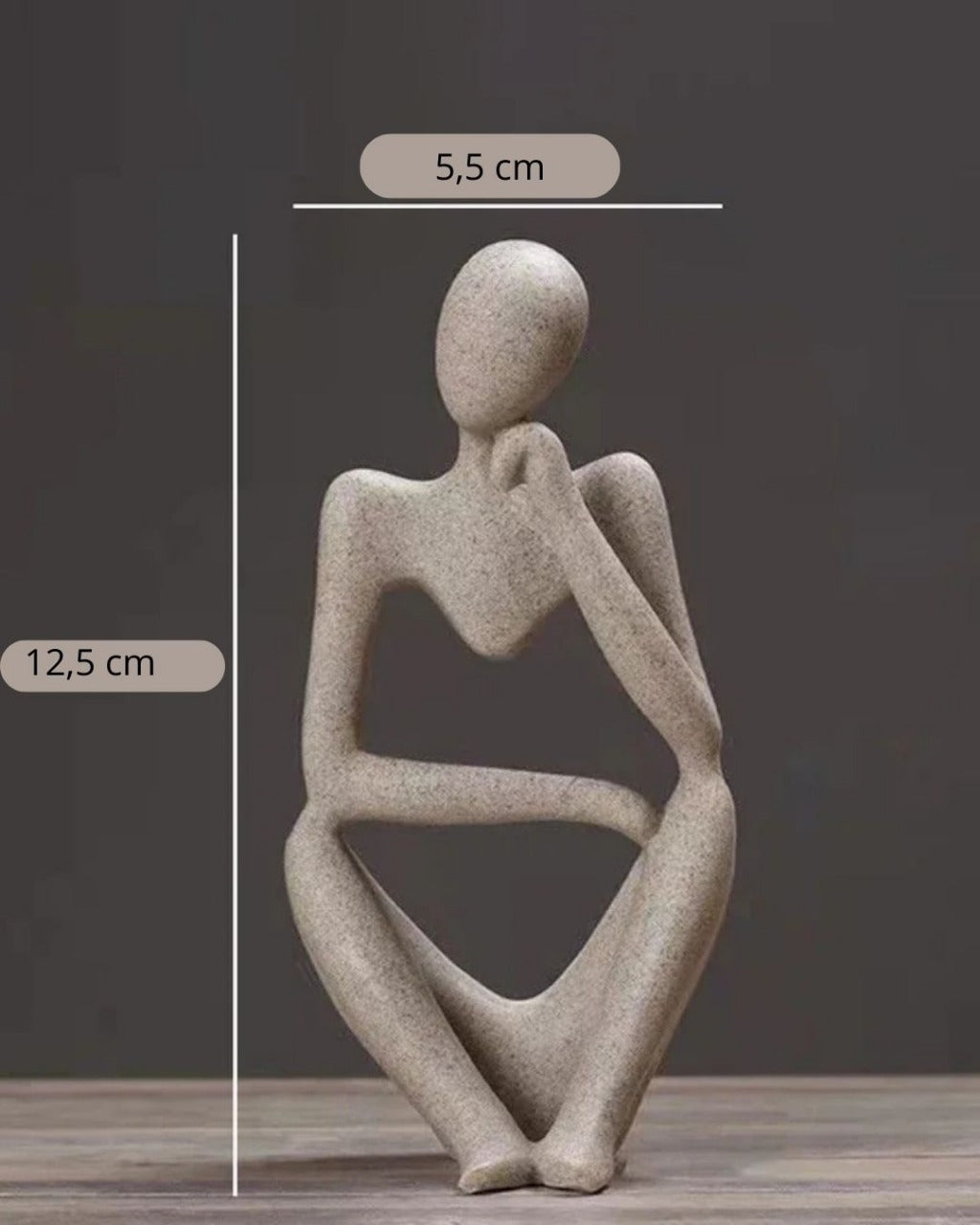 Escultura O Pensador Abstrato Cor Areia Para Escritório e Sala
