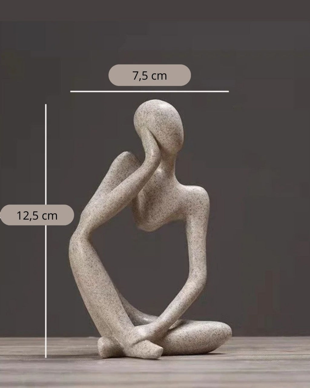 Escultura O Pensador Abstrato Cor Areia Para Escritório e Sala