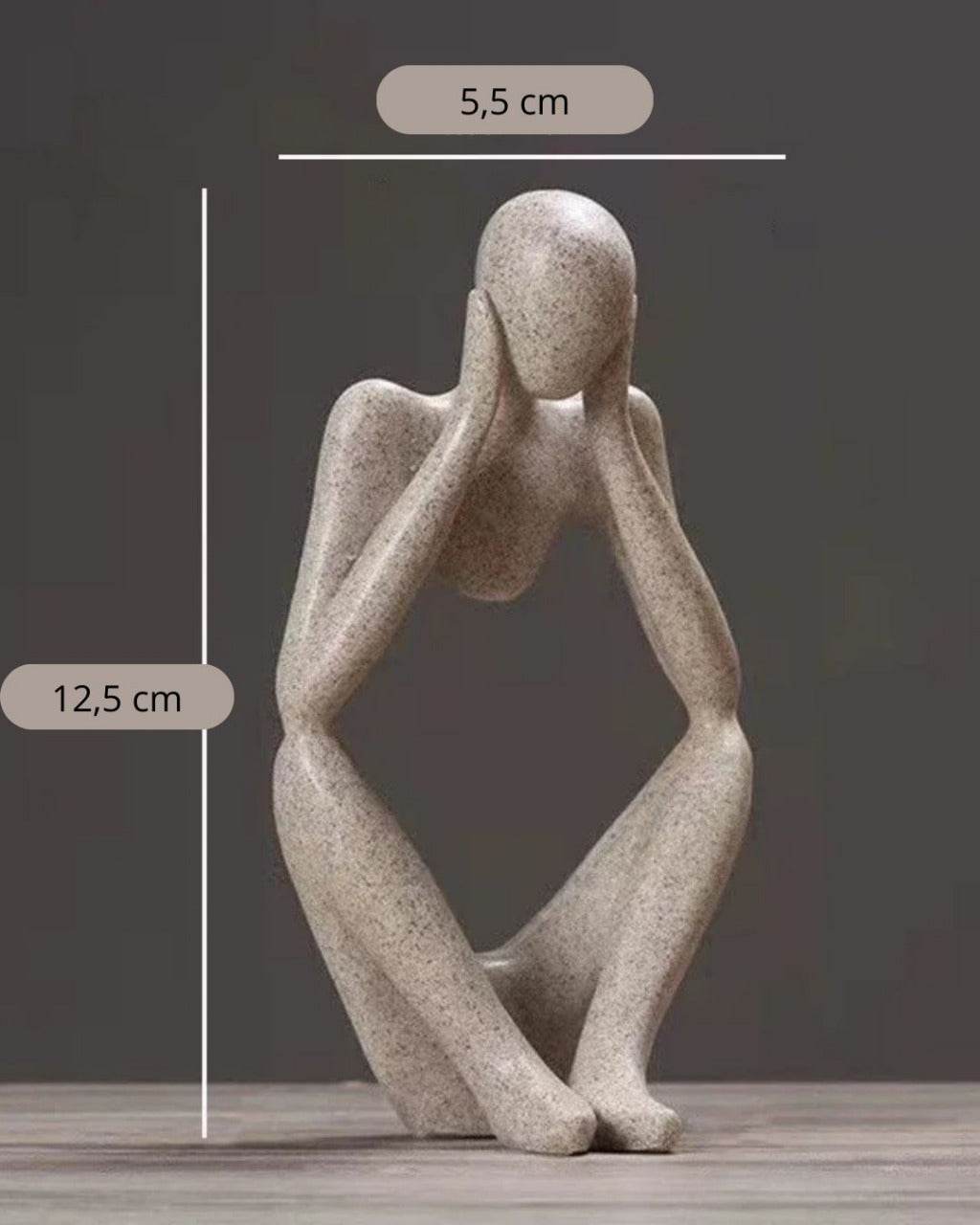 Escultura O Pensador Abstrato Cor Areia Para Escritório e Sala