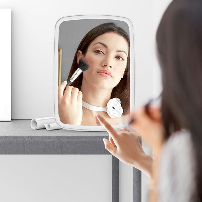 Espelho de Mesa LED Portátil Ajuste de Tom e Intensidade