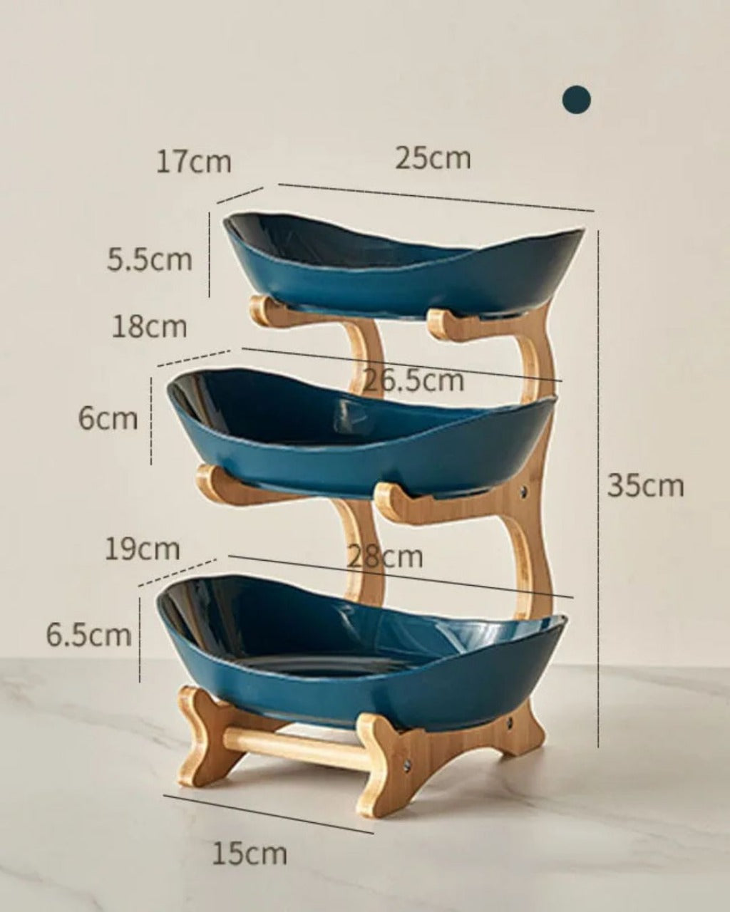 Fruteira 2 ou 3 Camadas em Bambu com Bandejas Plásticas