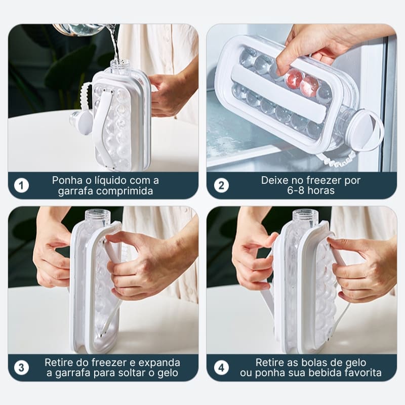 Garrafa De Água Com Forma De Gelo Esférica Reutilizável