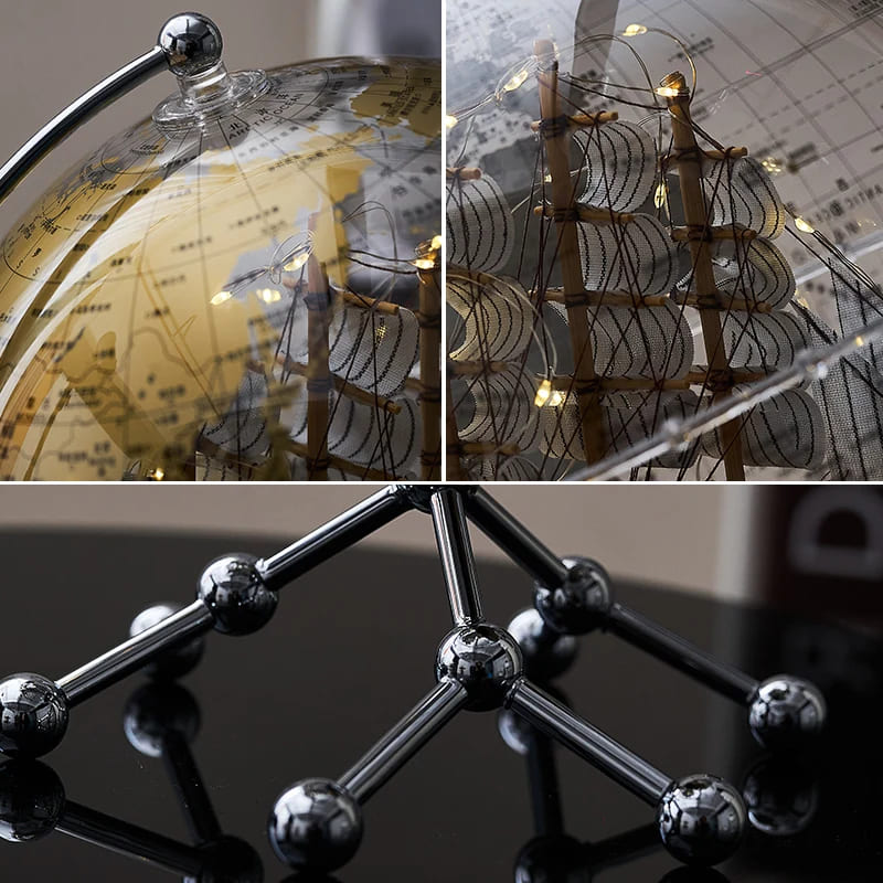 Globo Terrestre Transparente Com Base Metálica