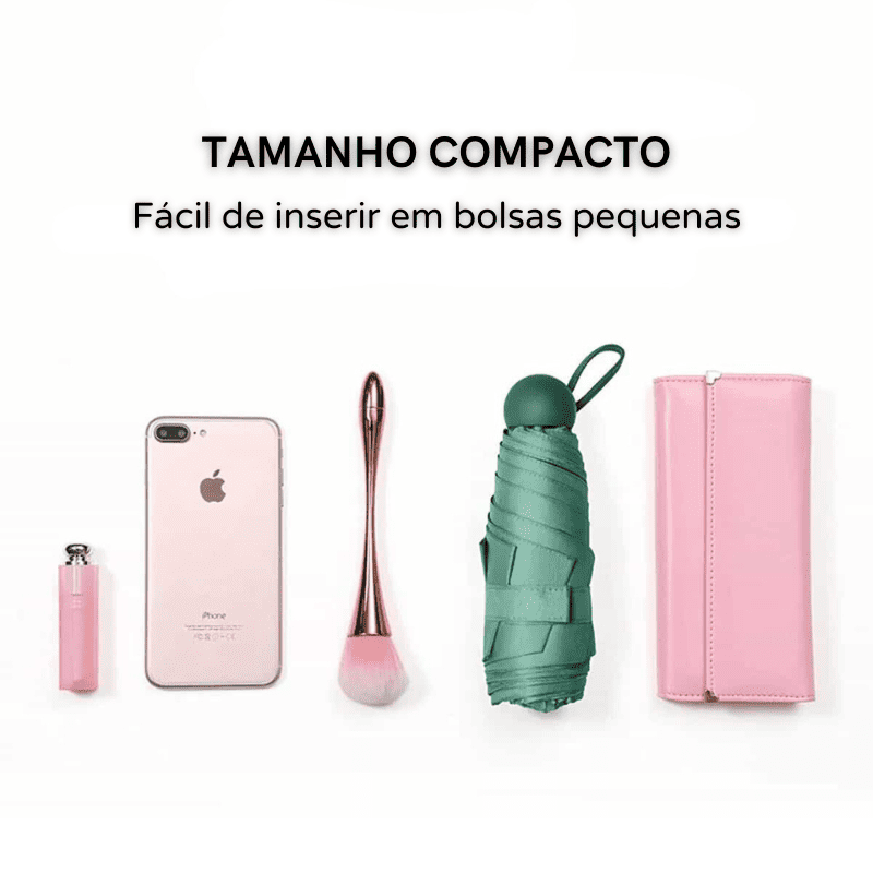 Mini Guarda-Chuva com Estojo Compacto e Proteção UV