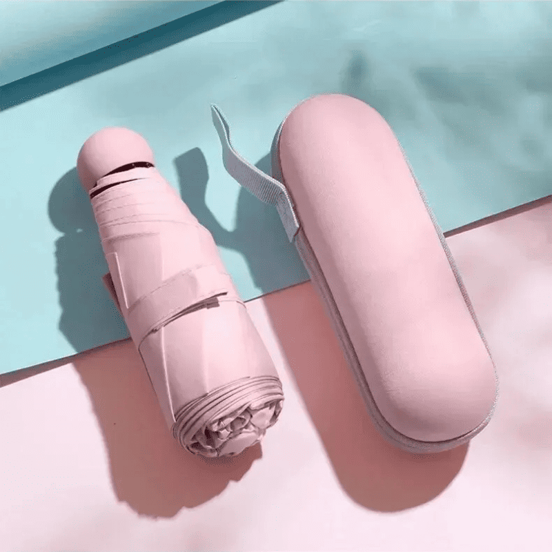 Mini Guarda-Chuva com Estojo Compacto e Proteção UV