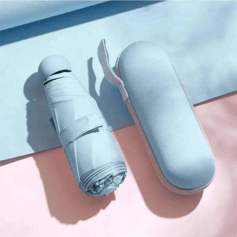 Mini Guarda-Chuva com Estojo Compacto e Proteção UV